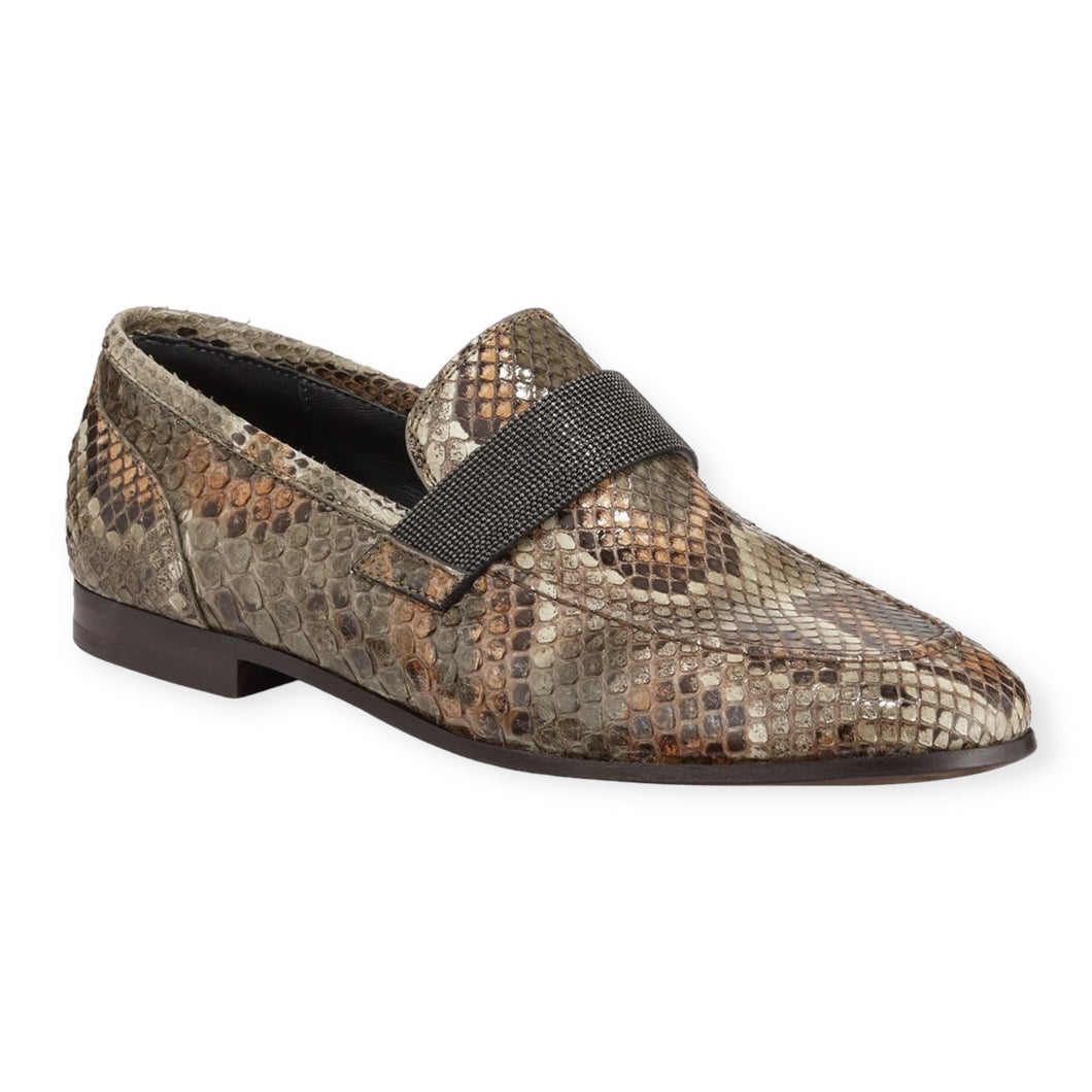 Brunello Cucinelli Shoes, Python Loafers with Monili Strap (size 37)