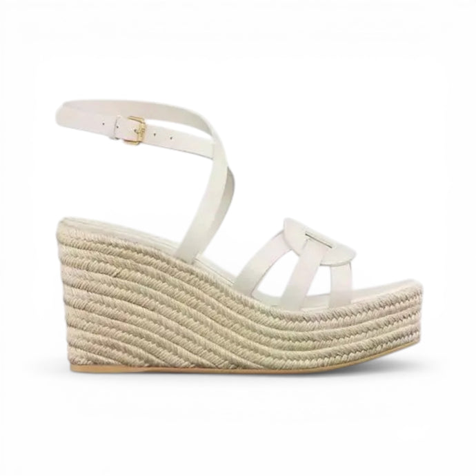 Christian Dior Shoes, White Leather D-Club Espadrille Wedges (size 41)