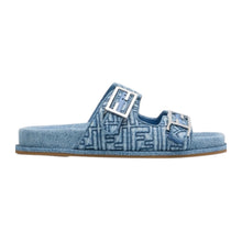 Fendi Shoes, FF Embroidered Denim Dual Buckle Slide Sandals (size 36)