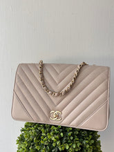 Chanel Bag, Taupe Calfskin Chevron Quilted Medium Statement Flap Bag