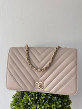 Chanel Bag, Taupe Calfskin Chevron Quilted Medium Statement Flap Bag