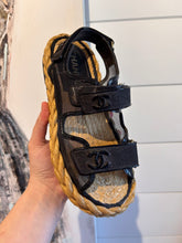 Chanel Bag, Black Mesh Patent Calfskin Velcro Dad Sandals (size 38)