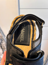 Chanel Bag, Black Mesh Patent Calfskin Velcro Dad Sandals (size 38)
