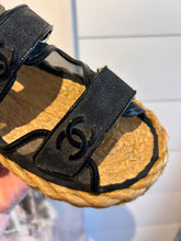 Chanel Bag, Black Mesh Patent Calfskin Velcro Dad Sandals (size 38)