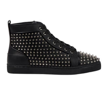 Christian Louboutin Shoes, Black Leather Spiked Sneakers (size 36.5)