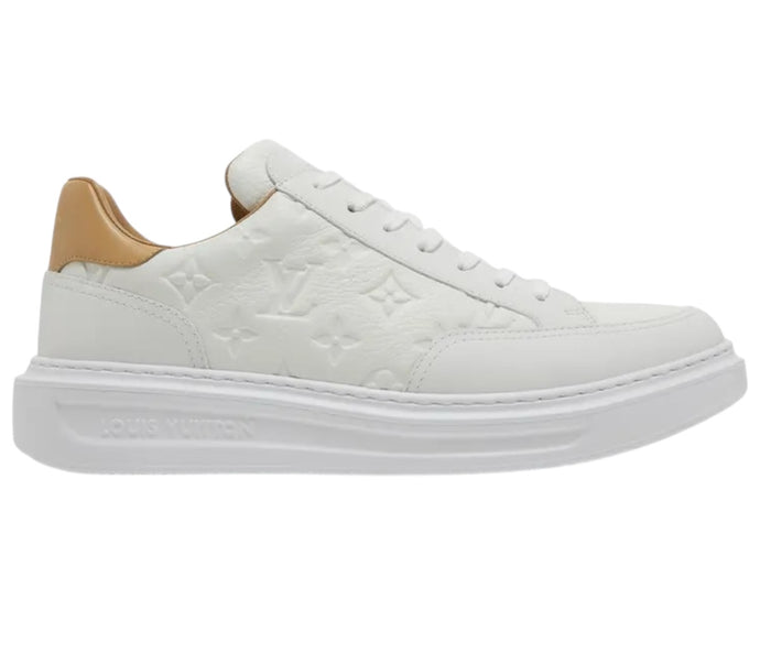 Louis Vuitton Shoes, Beverly Hills 'White Brown Monogram Embossed' Sneakers (Unisex Size)