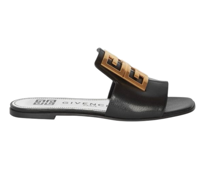 Givenchy Bag, Black 4G Flat Leather Sandals (size 38)