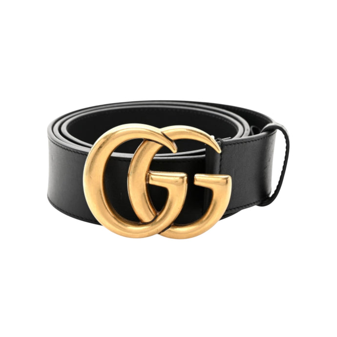 Gucci Black Leather Marmont GG Belt
