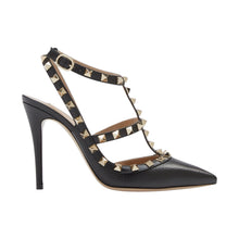 Valentino Shoes, Black Leather Rockstud Caged Heels (size 40)