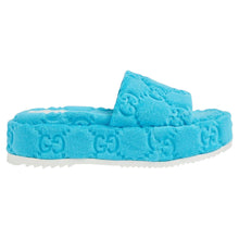 Gucci Shoes, Blue Terry GG Platform Sandals (size 41)