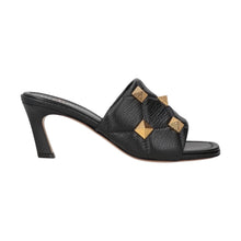 Valentino Shoes, Black Leather Roman Gold Stud Mules (size 39)
