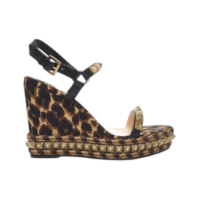 Christian Louboutin Shoes, Nappa Silk Leopard Wedges (size 38)