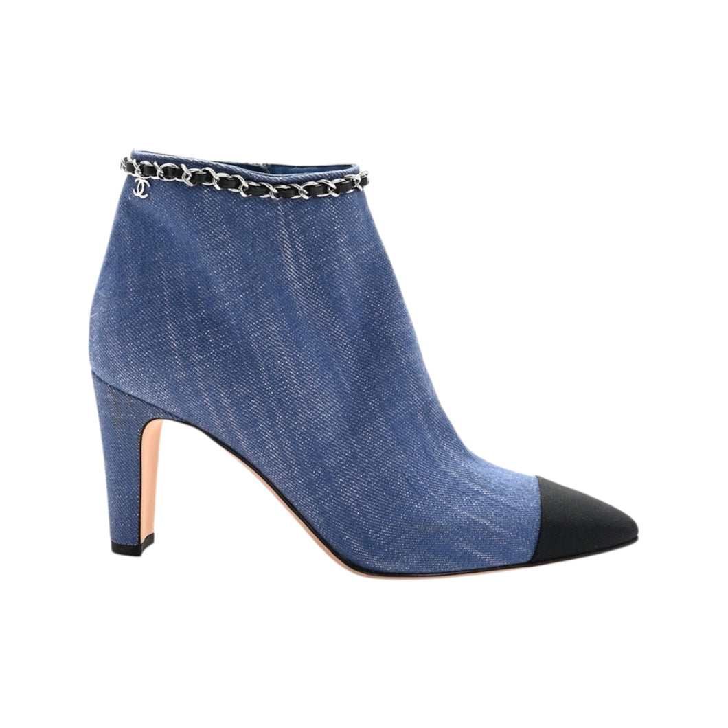 Chanel Shoes, Denim Cap Toe Short Boots (size 39)