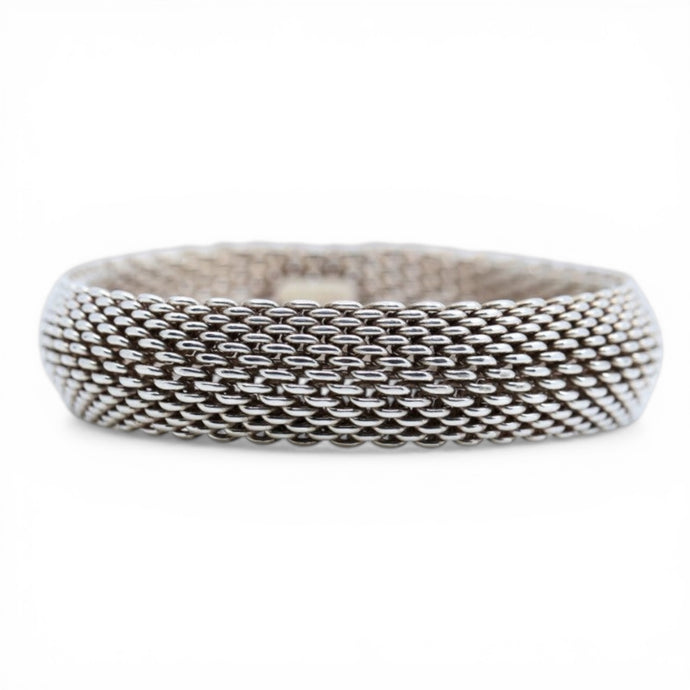 Tiffany & Co. Sterling Silver Somerset Mesh Bangle Bracelet