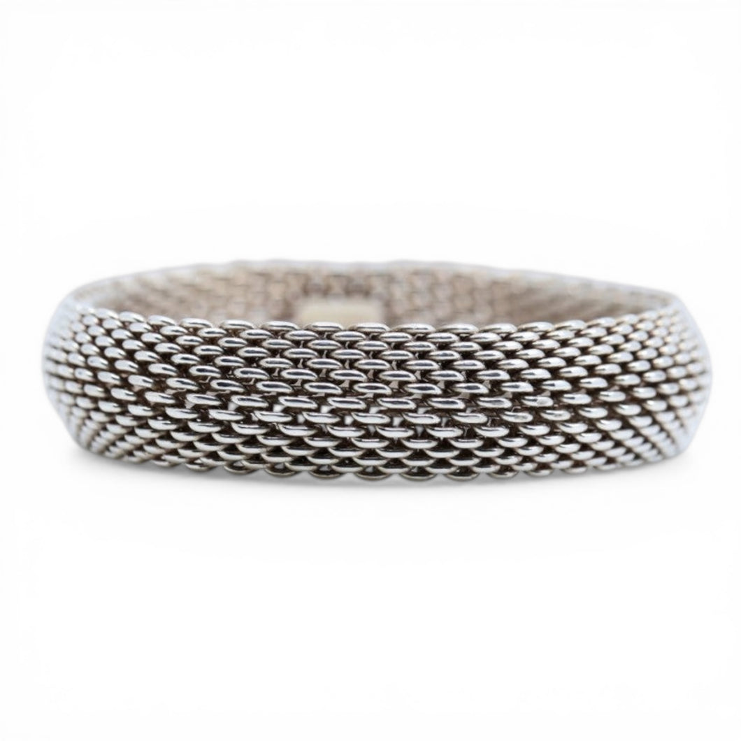 Tiffany & Co. Sterling Silver Somerset Mesh Bangle Bracelet