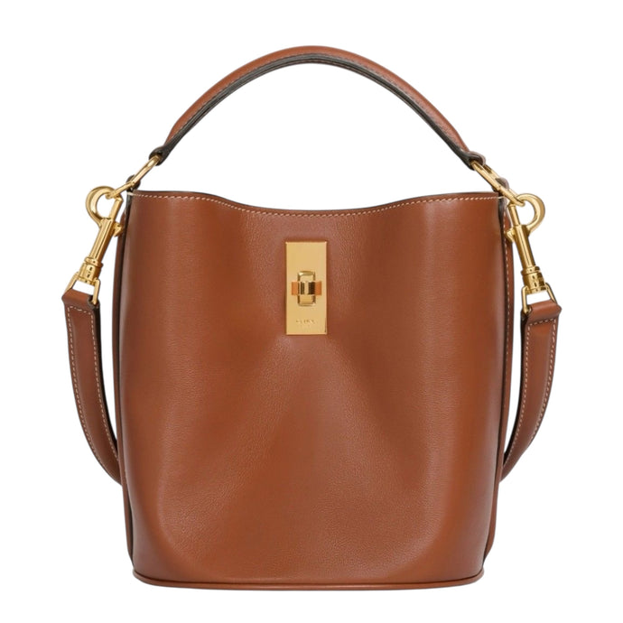 Celine Bag, Saddle Brown Smooth Calfskin Bucket 16 Bag