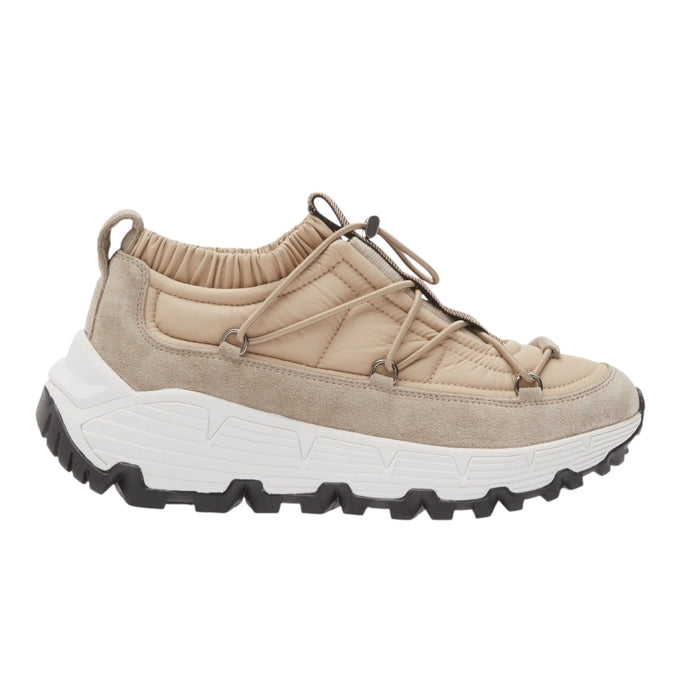 Brunello Cucinelli Shoes, Beige Mixed Media Hiker Trainer Sneakers (size 38)