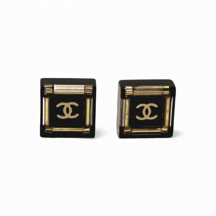 Chanel Black Square Stud Earrings