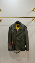 Etro Milano Olive Green Leather  Motorcycle Jacket