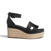 Hermès Shoes, Black Elda Espadrille Wedge Sandals (size 38)