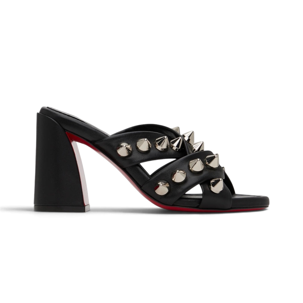 Christian Louboutin Shoes, Black Leather Spika Club 85 (size 37.5)