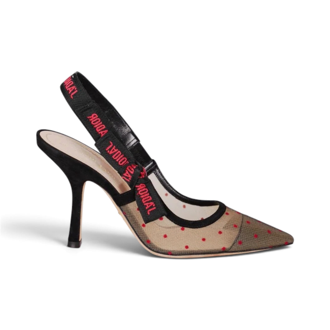 Christian Dior Shoes, J'Adior Polka Dot Mesh Slingback Pumps (size 36.5)