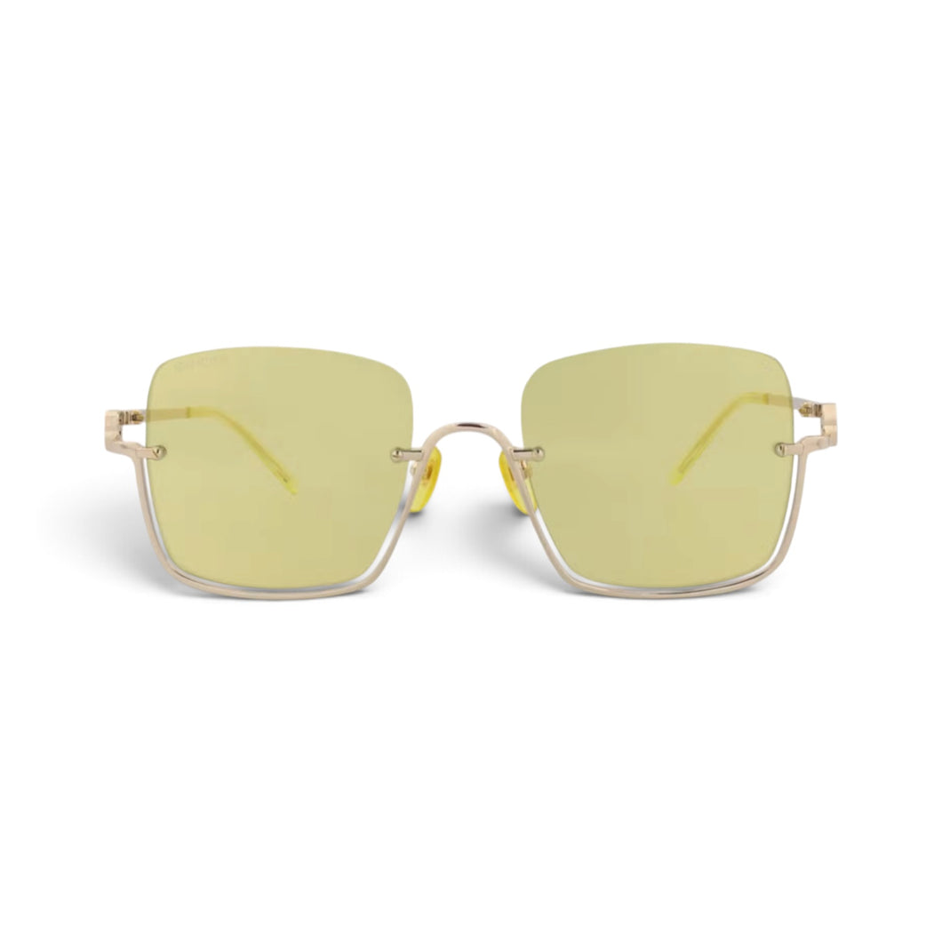 Gucci Yellow Square-Frame Metal Sunglasses