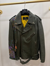 Etro Milano Olive Green Leather  Motorcycle Jacket
