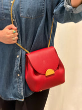 Polène Red Leather Numéro Un Mini Chain Crossbody