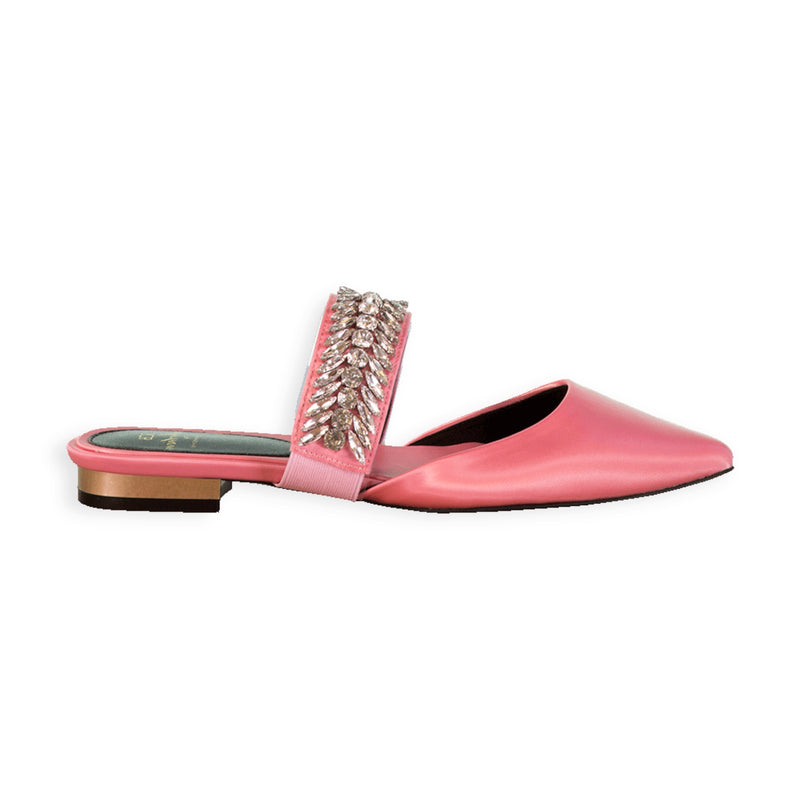 Sue Comma Bonnie Shoes, Pink Jeweled Mules (size 37.5)